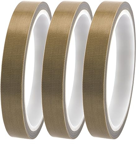 YIXISI 3 PCS PTFE Tape/Teflon Tape, High Temperature Adhesive Tape, PTFE Coated Fiberglass Teflon Tape, Vacuum Machine Sealer Tape, for Vacuum Hand Impulse Sealers (13mm x 10m)