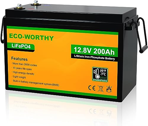 DCHOUSE 12V 200Ah LiFePO4 Battery, Improved 200A BMS, Low Temperature Protection, 4000-10000 Cycles Deep Cycle Lithium Battery, Perfect for Marine Trolling Motor, Caravans, Off-Grid Applications