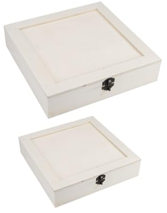 Ideen mit Herz Boxen aus Holz | DIY | Vintage | Holz-Kiste mit Deckel | Deko | Erinnerungsbox | kreative Aufbewahrungs- und Ordnungsschachtel | mit Aussparung | 2 Größen | 2 Stück