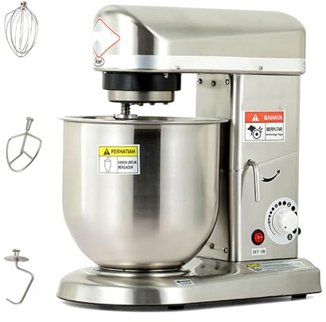 Mélangeur sur socle pour pâtisserie commerciale, mélangeur de cuisine multifonction à 3 vitesses avec crochet pétrisseur et fouet, bol en acier inoxydable de 10 L, mélangeur alimentaire,StainlessSteel