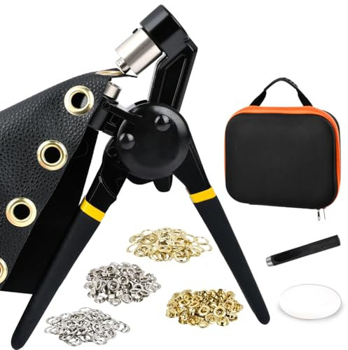 YOPEUC Eyelet Punch Kit with Bag, 200 10mm Eyelets, Complete Kit for Tarpaulin Repair and Installation