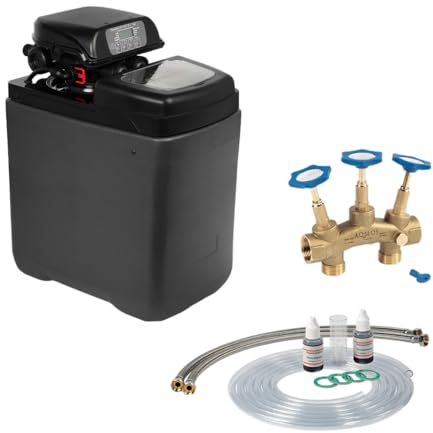 Wasserenthärtungsanlage PINK 15 mit Anschlussset und Montageblock | Wasserenthärter für Haushalte bis zu 5 Personen | Entkalkungsanlage Antikalkanlage Entkalker für weiches Wasser