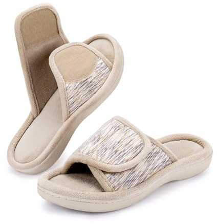 RockDove kvinnors justerbar wrap minnesskum glidtofflor, BEIgE, 43/44 EU