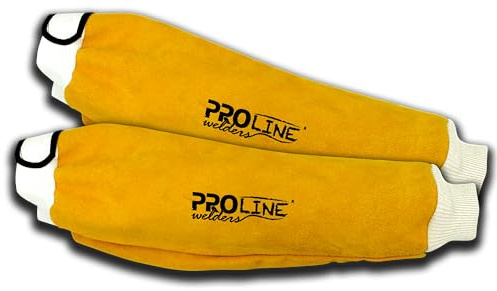 SADISRLS Manguitos de soldadura profesionales de 40 cm, piel de vacuno de doble corteza, uso para soldadores, protección contra chispas y calor