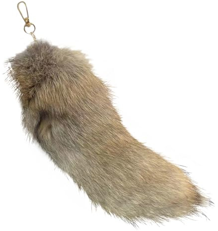 Pesoncarl Fox Schwanz 15 16,5 Zoll Pelry Tail Schlüsselbund Künstlicher Tierschwanz mit Verschluss realistischer dekorativer Therian Schwanz für Schlüsselhandtaschen Cosplay, Style2, Schlüsselketten