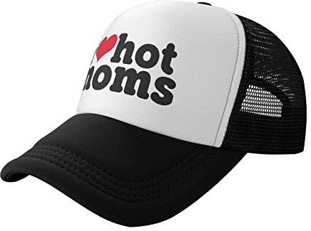 I Heart Hot Moms Casquette de camionneur réglable et amusante en maille, unisexe, adaptée pour le sport, la pêche, les voyages