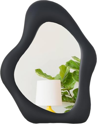 YCHMIR Kleiner Wandspiegel für den Schreibtisch, dekorativer Schminkspiegel zur Tischmontage, 25,4 cm (L) x 22,4 cm (B) (schwarz)