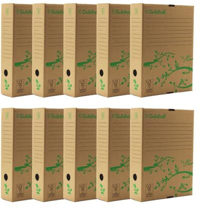 Exacompta Guildhall A4 Archiving Box Storage File Organiser, Pack of 10, Cardboard, Robust Home Office Stationery Eco Box For Documents and Files - 225/0000Z