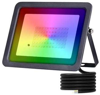OUHFCASN Lumières de cour Projecteur Led RGB 20W 30W 50W 100W IP68, projecteur extérieur, réflecteur, lampe de jardin, éclairage RGB Luminaires extérieurs(Black Shell,100W)