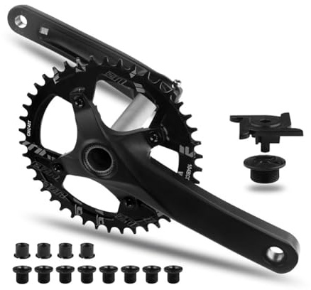 QUYCOIU Fatbike Kurbelgarnitur 170mm Schnee Strand Fahrrad Kettenradgarnitur Integriert Hohl 104 32/34/36/38/40/42T Singlespeed Kettenblatt Rund Kurbelarm-Set Schwarz(42T,100(176mm))