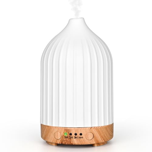 Vankarr Diffusore di Oli Essenziali Ultrasuoni Diffusore di Aroma, Aromaterapia diffusore per Ambienti Vaporizzatore Oli Essenziali (Bianco 250ml)