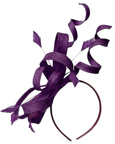 Caprilite Sinamay Haarreif, Wirbel-Fascinator für Damen, Hochzeit, Ascot Races, Pflaumenviolett