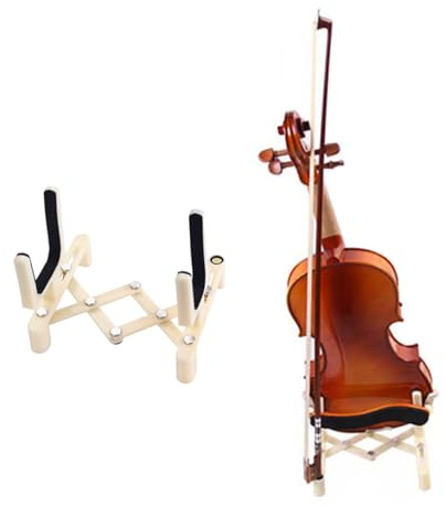 Garneck Geigenständer aus Kunststoff Verstellbarer Ständer für Violine Weiß mit Schwammauflage Tragbar Schützt die Geige
