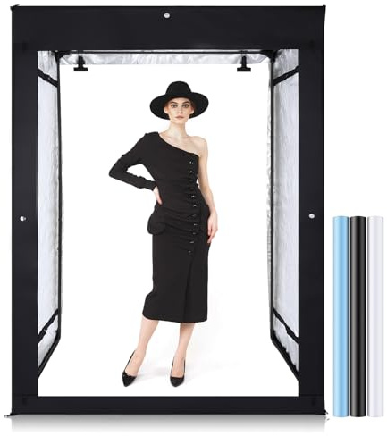 Professional Large Photo Light Box Photography Studio, 47x39x78 inch SEDGEWIN Portable Shooting Tent Kit Dimmable LED Continuous Lighting Cube with 3 Colors PVC Backdrops