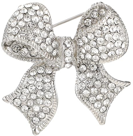 Mabor Sparkly Rhinestone Bow Brooch Pin for Women Elegant