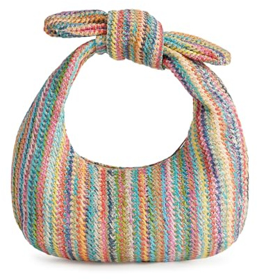 Huralona Clutch aus Stroh, Regenbogen