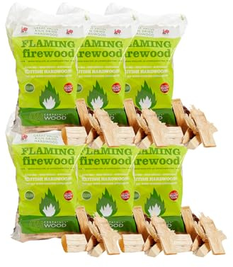 Certainly Wood Flaming Firewood Kiln Dried Hardwood Logs 6 Bags – Fire Wood for Log Burner Woodburning Stove Open Fire Pits Bbq Pizza Oven Fireplace Chimenea Barbecue Firepit Camping – Ready to Burn