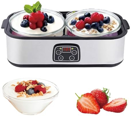 2L Probiotic Yogurt Maker with Adjustable Time & Temp Control - Make Trillions of Live Probiotics with Two 1-Quart Containers for Larger Batches Greek Yogurt Maker for Homemade Dessert