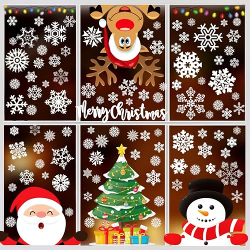 Joykindom 300 Stück Weihnachtsdeko Fensterbilder Weihnachten, Weihnachtsdeko Innen PVC Weihnachtsdeko Fenster Weihnachts Fensterbilder Fensterdeko Weihnachten für Winter Fenster Weihnachten Deko