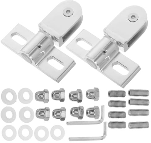 VILLCASE Kit de Quincaillerie Design Minimaliste pour Porte de Bain sans Cadre en Alliage Argenté Charnières Pivotantes Résistantes à L'usure et Compatible Universellement pour Salle