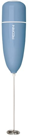 Pedrini - Italia, montalatte, palmare in acciaio inox schiumatore per caffè, cappuccino, latte, cioccolata calda - portatile e facile da usare, a batteria - blu