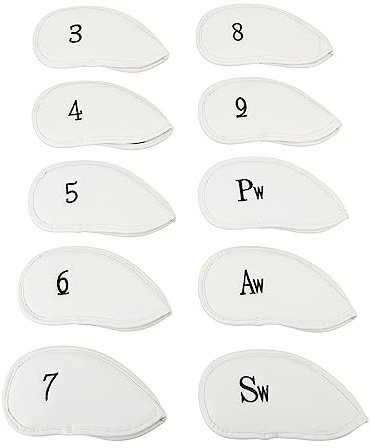 Golf Club Covers Golf Putter Cover Golf Club Head Covers Set Strong Protection Anti Drop Stylish Lightweight Portable for Golf Lovers Material PU Color Black Size Standard (White)