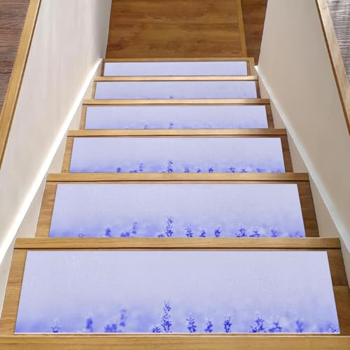 RODAILYCAY 15 gradini antiscivolo per gradini in legno, tappeti per scale, viola lavanda per interni, tappetini di sicurezza per anziani, bambini e cani