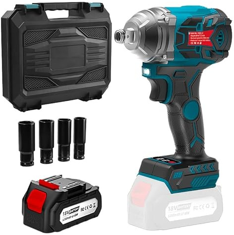 WityZoo Clé d'impact bleu sans fil 500N, y compris 5.2 batterie/chargeur/accessoires. Idéal pour les réparations automobiles, la construction de scènes, les projets d'amélioration de la maison