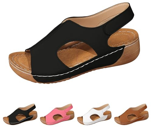 Ortopedisk sko dam sandal fötter breda halkfria sandaler promenadstrand utomhus kilsandaler bekväma skor med klack pumps slingback toffel dam toffel