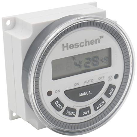 Heschen Digital LCD Power wöchentlich programmierbarer Timer Relaisschalter, TM-619-4, CN304, DC12V, 16Amp, SPST, 4 Pin