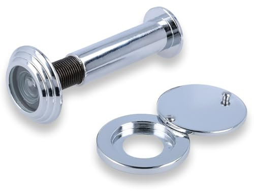 MS Beschläge Türspion Türgucker Sicherheit Feuerschutz-Türblick Haustürspion für Türstärke 55mm - 80mm Glaslinse feuerfest Sichtschutz-Abdeckung Türüberwachung ø14mm (Chrom glänzend)