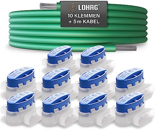 lohag® 10 Kabelverbinder + 5m Begrenzungskabel inkl. Reparaturset - wasserdichte Verbindungsklemmen mit Gelfüllung Gelklemmen - Kompatibel für Bosch, Gardena, Husqvarna, Worx, Yard Force