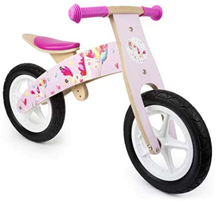 small foot 11254 Laufrad Rosa Einhorn aus Holz, mit verstellbarem Sitz und gummierten Rädern, für Kinder ab 3 Jahren Spielzeug, pink