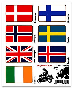 4R Quattroerre.it 8212 Aufkleber Flaggen Flag Ride Tour Stickers Europa 3 für Motorradkoffer, 16 x 13.5 cm