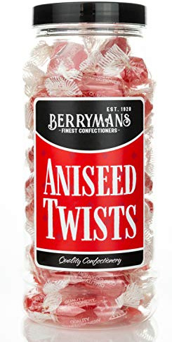 Original Aniseed Twists Retro Boiled Sweets Gift Jar By Berrymans Sweet Shop - Classic Sweets, Traditional Taste.