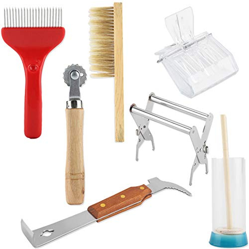 CHENJIEUS Beekeeping Supplies Beekeeping Tools for Beekeeper Necessary Bee Supplies Beekeeping Starter Kit 7 Pcs The PRO Edition