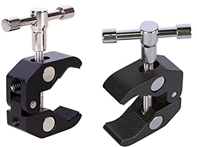 QYXINC Super Clamp with 1/4 and 3/8 Thread for Photography,Camera Monitor, LED Light,Umbrellas, Plate Glass, Cross Bars, Hooks, Shelves, Photo Accessories-2Pack