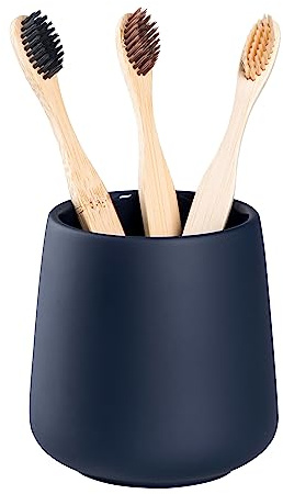 Matte Toothbrush Holder for Bathroom,Tooth Brush Holder,Modern Ceramic Toothbrush Cup as Toothpaste Holder,Bathroom Cup,Makeup Brush Cup (Dark Blue)
