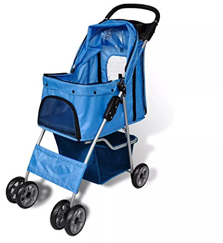 Susany Haustier-Buggy Mit Ablagekorb,Hundewagen Hundebuggy Buggy für Hunde,Hundebuggy 37 x 80 x 99 (B x T x H) Mit Ablagekorb,Max.Belastbarkeit:15 kg,Hinterräder können arretiert