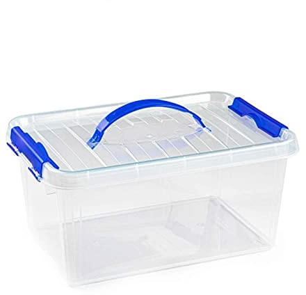 AC - Caja de ordenación de plástico Transparente con asa - Nº 22. Contenedor para almacenar Juguetes, Libros, Ropa, Mantas. Capacidad 8 litros. Dimensiones Aprox.: 15,5 x 34 x 22,5 cm