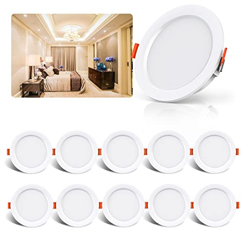 OUILA LED Einbaustrahler 230V 10er Set, LED Spot 5W 500LM IP44 Einbauleuchten Weiß 4000K Led Einbaustrahler Ultra Flach Deckenstrahler Led Spot für Badezimmer Küche Wohnzimmer Korridor