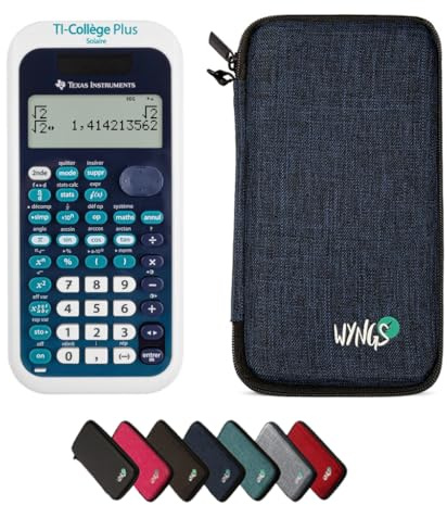 TEXAS INSTRUMENTS CALCUSO Pack économique: TI Collége Plus Solaire Calculatrice Scientifique + étui de Protection WYNGS Bleu + étendue de CALCUSO
