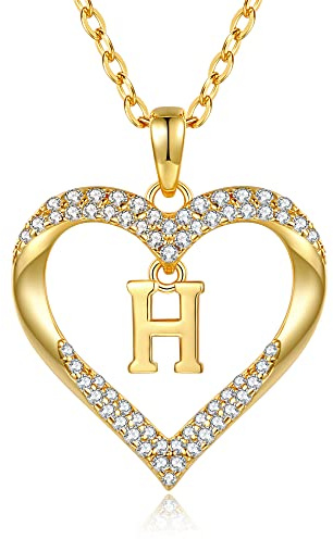 CDE Kette Damen 18K Vergoldet Halskette Initialen Herz Anhänger Buchstabenkette für Damen A-Z Personalisiert Kette Schmuck Geburtstags Geschenk für Teenager Mädchen Frauen Valentinstag Weihnachten | Geburtstags Geschenk für Sie Initiale Herz Anhänger Buchstabenkette für Valentinstag Weihnachten Schmuck Frauen Freundin