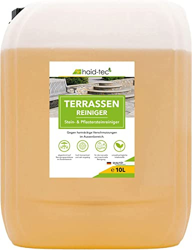haid-tec Terrassenreiniger & Steinreiniger intensiv aussen, 1L Flasche, Pflasterstein Reiniger, gegen Schmutz im Aussenbereich - Konzentrat - biologisch abbaubar - made in Germany (10 Liter)