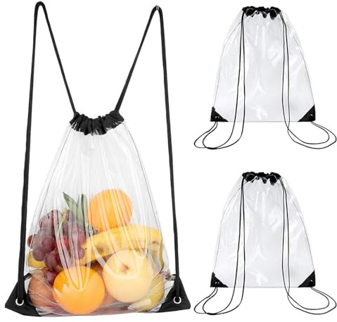 2 Piezas Bolsa de Gimnasia Transparente con Cordón Mochila Transparente | con Cordón Mochila con Cordón Transparente Bolsa de Cincha Transparente para Viaje Playa