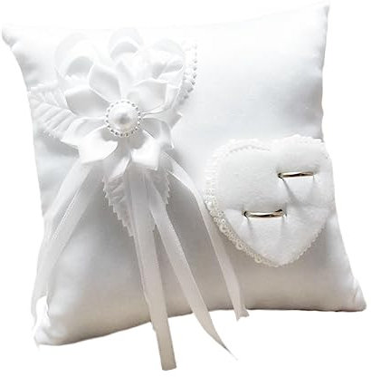 PRETYZOOM 1Stk Bettkissen Ehering Halter Kissen ringkissen Hochzeit Kamelie Kopfkissen Hochzeitsbedarf Ringhalter Weiß