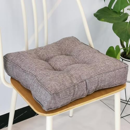 Sitzkissen Stuhlkissen 40x40x9cm für Indoor und Outdoor aus Baumwolle Dicke Polsterung Steppkissen/Bodenkissen, Stuhl Sitzpolster Passt für Haus, Garten, Büro und Autositze,Grau