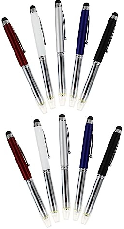 10 Stück LED Lichtstifte, Kapazitive Stifte aus Stahl und Kunststoff | Schulanfang Party, Touchscreen Stift für Tablette und Smartphone, für Schüler und Kinder