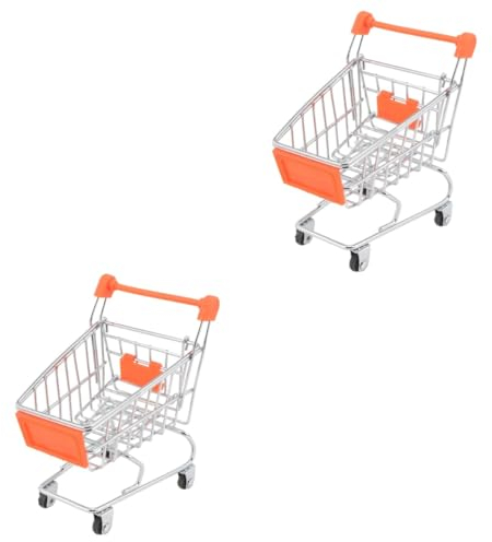 BESTonZON 2 STK Spielwagen Vortäuschen Einkaufswagen-Spielzeug Puppenhaus-einkaufswagen Rollenspielwagen Einkaufsspielset Für Kinder Miniwagen Metall Einkaufen Einkaufswagen Im Supermarkt