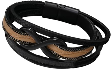 HOGALTHY Pulsera hombre cuero personalizada - Regalos originales para hombres - Regalo aniversario pareja - Brazalete acero inoxidable ampliable de 20,5 cm a 22 cm (CAMEL)